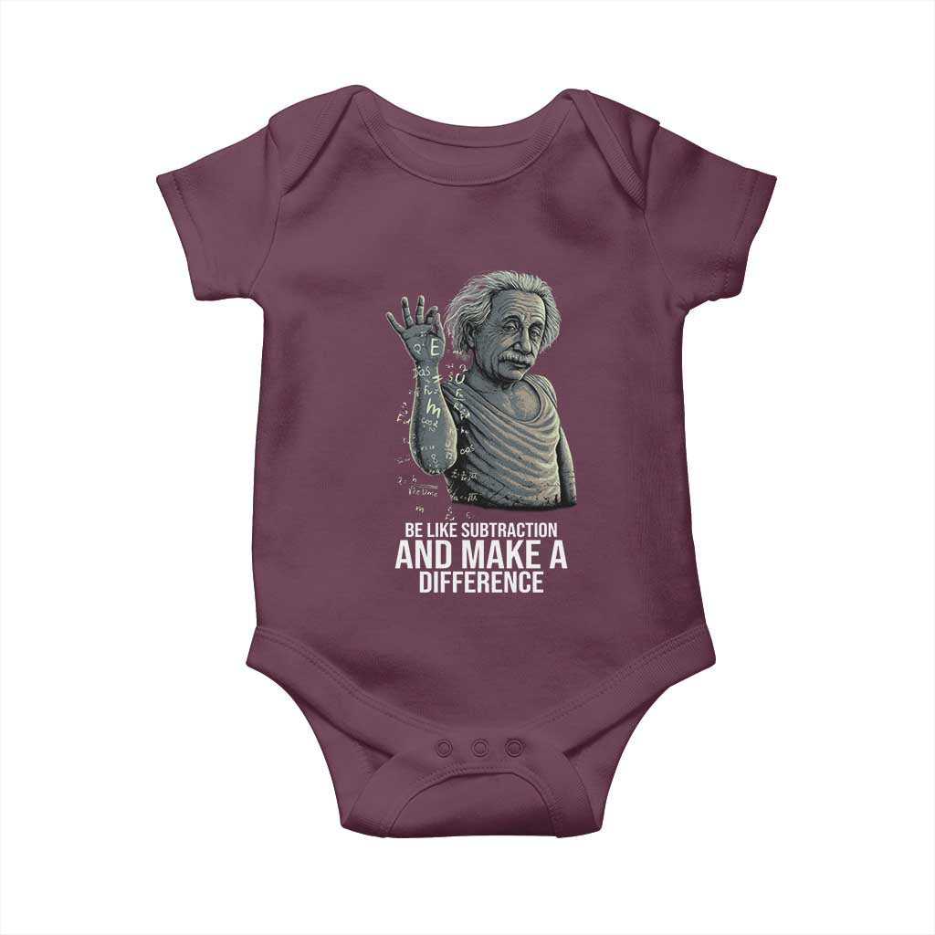 Funny Math Teacher Baby Onesie Be Like Subtraction And Make A Difference TS14 Maroon Print Your Wear