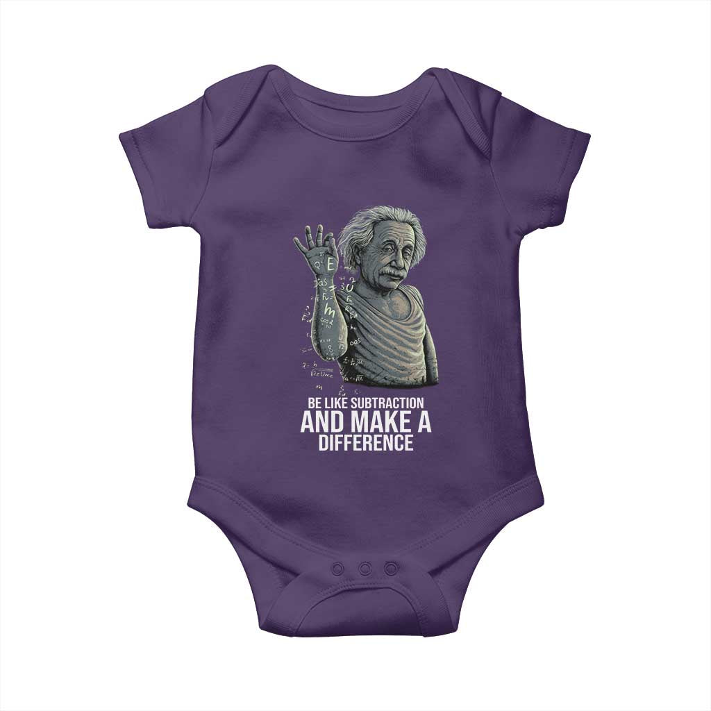 Funny Math Teacher Baby Onesie Be Like Subtraction And Make A Difference TS14 Purple Print Your Wear