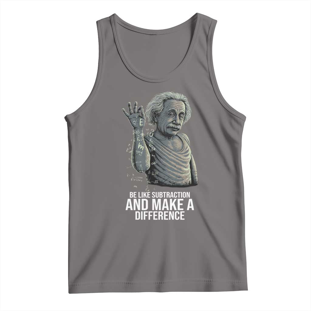 Funny Math Teacher Tank Top Be Like Subtraction And Make A Difference TS14 Deep Heather Print Your Wear