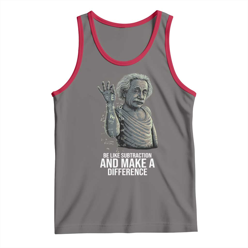 Funny Math Teacher Tank Top Be Like Subtraction And Make A Difference TS14 Deep Heather Red Print Your Wear