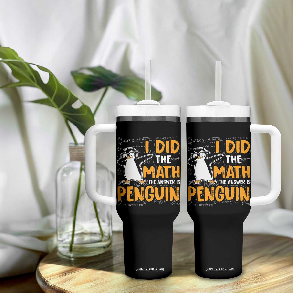 Funny Penguin Math Lover Tumbler With Handle I Did The Math The Answer Is Penguin TS14 Print Your Wear