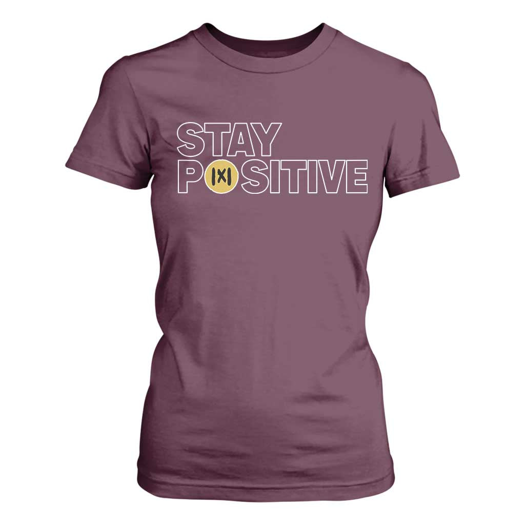 Funny Math T Shirt For Women Absolute Value Stay Positive TS14 Maroon Print Your Wear