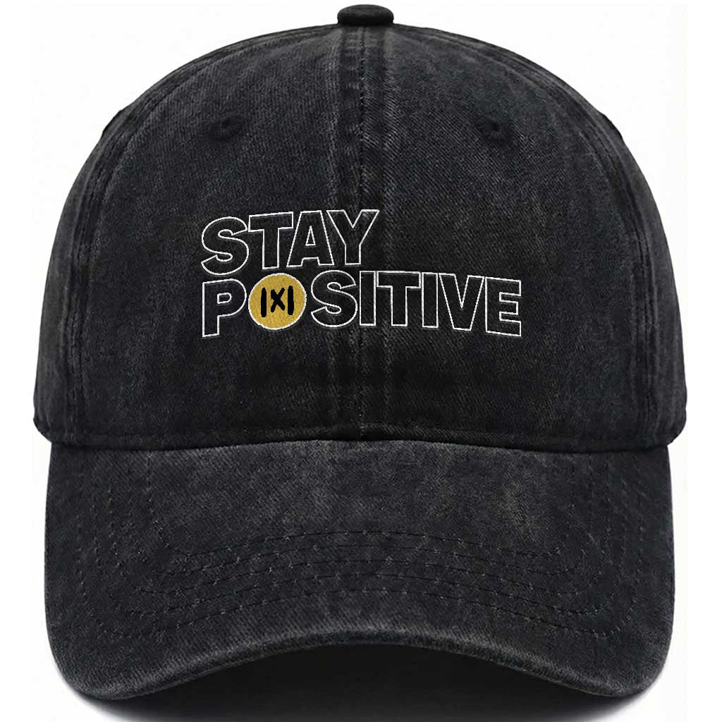 Funny Math Washed Cotton Baseball Cap Absolute Value Stay Positive TS14 Washed Cap Universal Fit Black Print Your Wear
