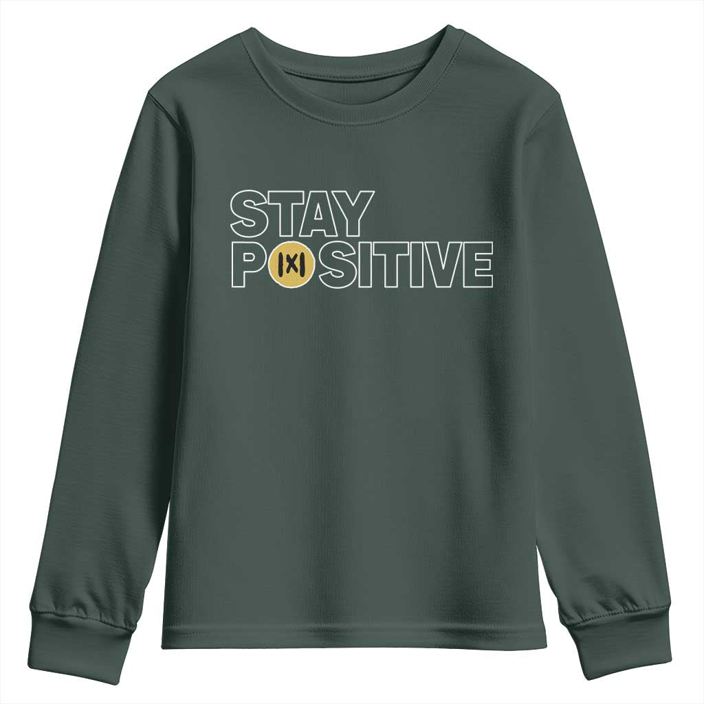 Funny Math Youth Sweatshirt Absolute Value Stay Positive TS14 Dark Forest Green Print Your Wear