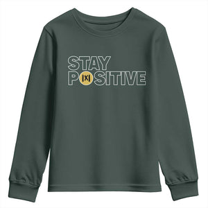 Funny Math Youth Sweatshirt Absolute Value Stay Positive TS14 Dark Forest Green Print Your Wear