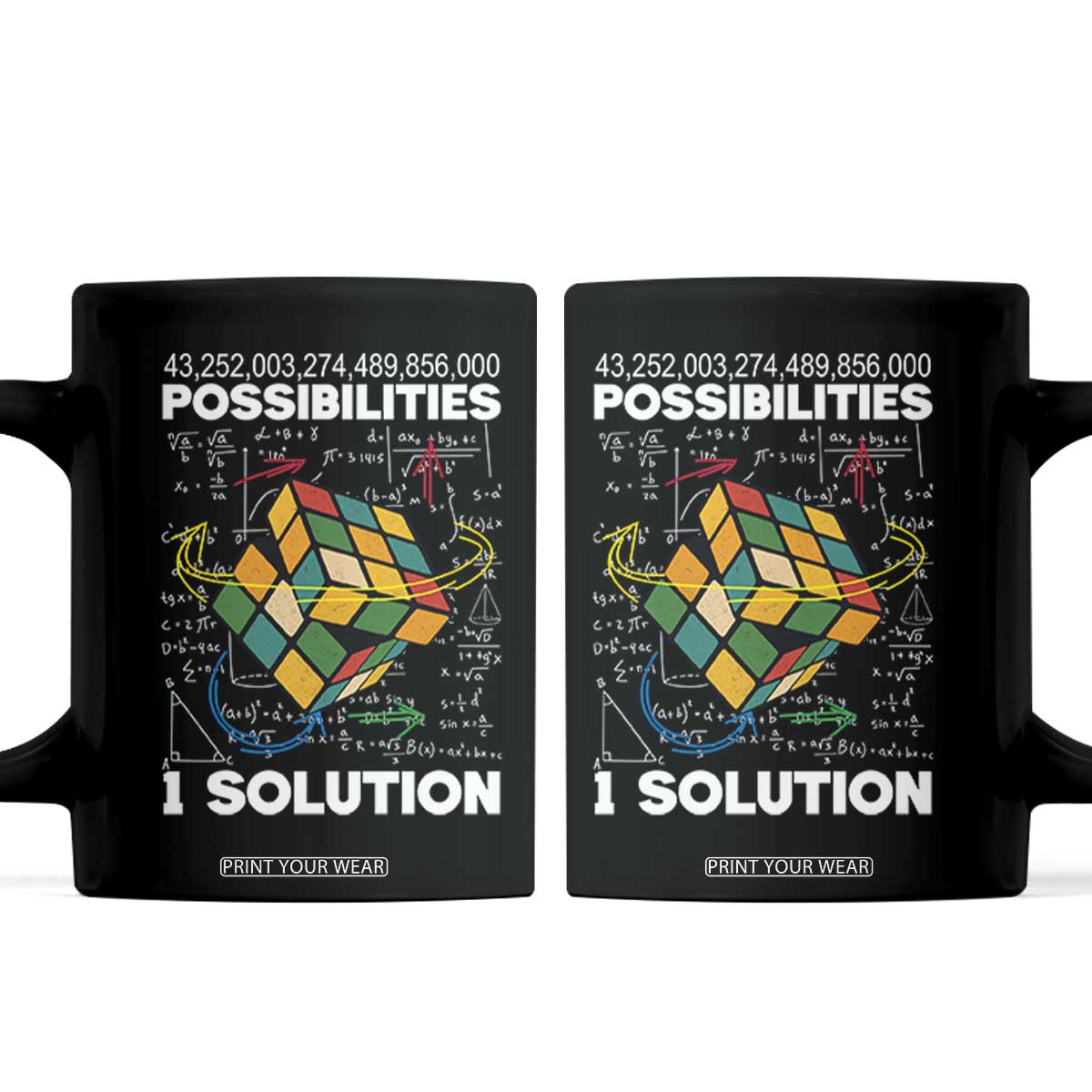 Funny Speed Cubing Coffee Mug One Solution Math Puzzle Cube TS14 Black Print Your Wear