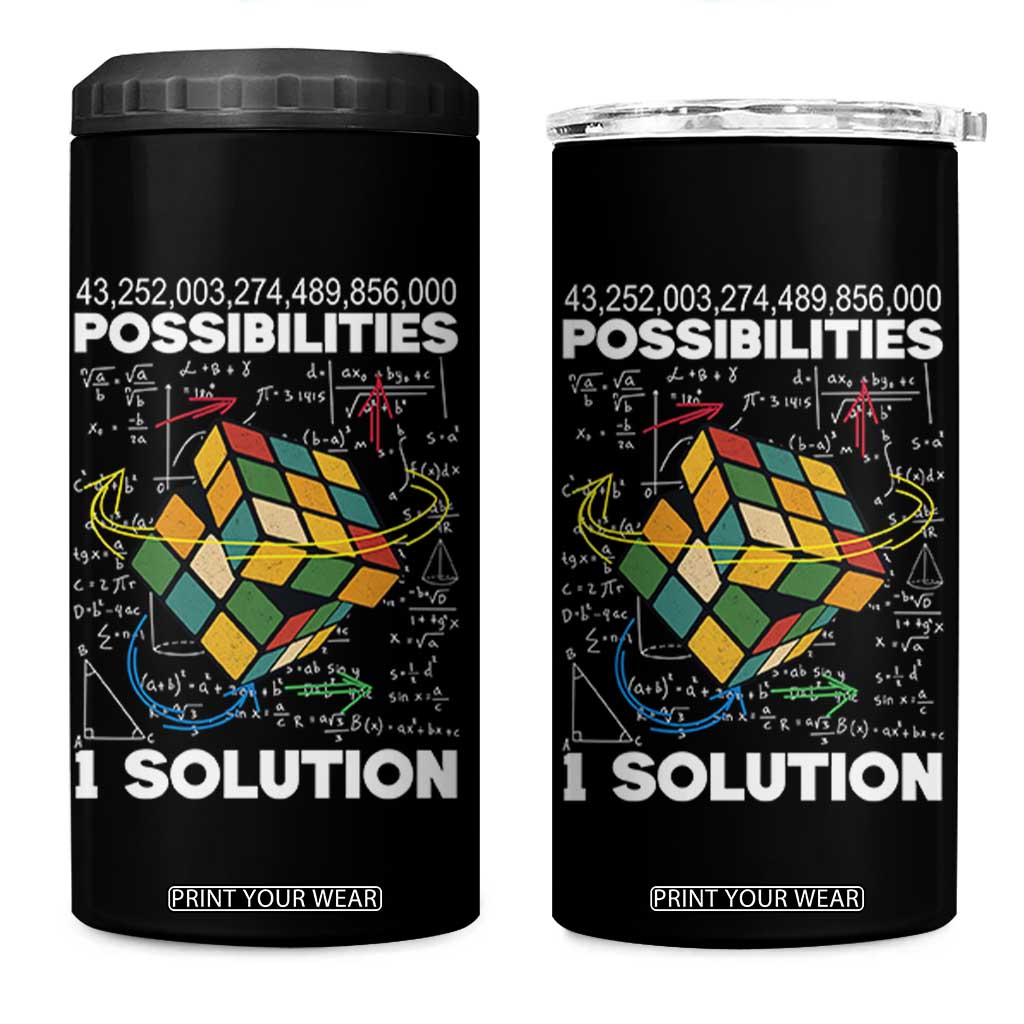 Funny Speed Cubing 4 in 1 Can Cooler Tumbler One Solution Math Puzzle Cube TS14 One Size: 16 oz Black Print Your Wear