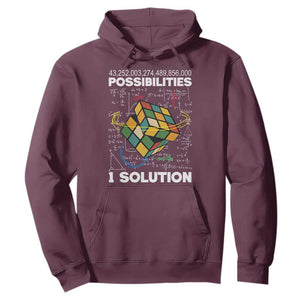 Funny Speed Cubing Hoodie One Solution Math Puzzle Cube TS14 Maroon Print Your Wear
