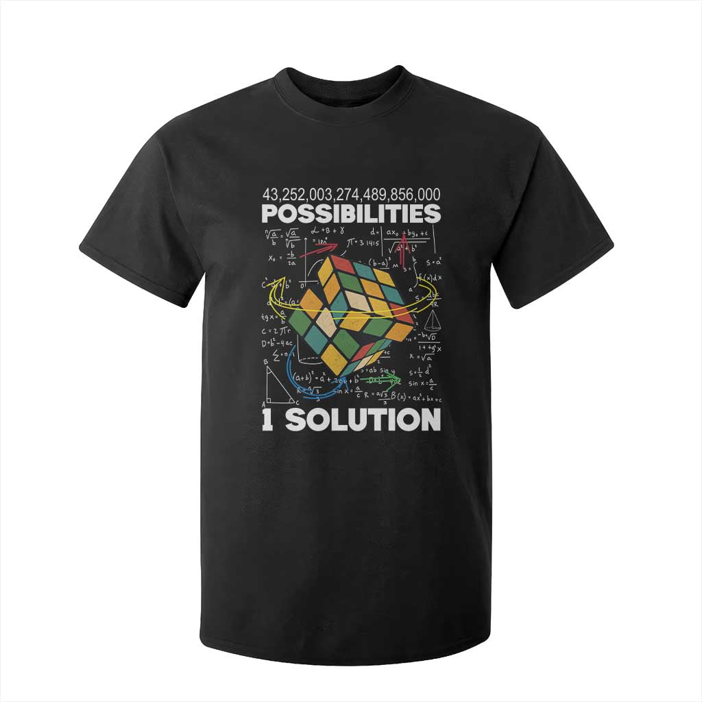 Funny Speed Cubing T Shirt For Kid One Solution Math Puzzle Cube TS14 Black Print Your Wear