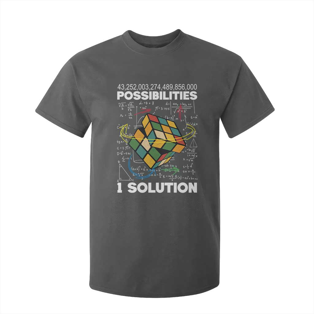 Funny Speed Cubing T Shirt For Kid One Solution Math Puzzle Cube TS14 Dark Heather Print Your Wear