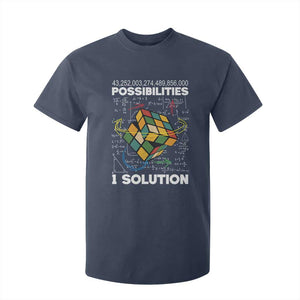 Funny Speed Cubing T Shirt For Kid One Solution Math Puzzle Cube TS14 Navy Print Your Wear