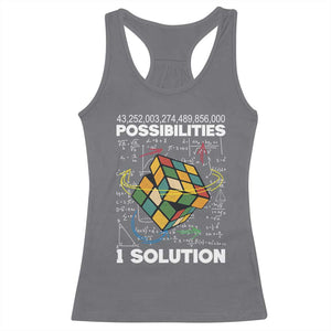 Funny Speed Cubing Racerback Tank Top One Solution Math Puzzle Cube TS14 Charcoal Print Your Wear