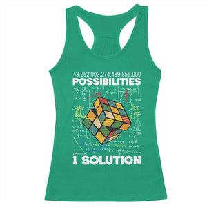 Funny Speed Cubing Racerback Tank Top One Solution Math Puzzle Cube TS14 Irish Green Print Your Wear