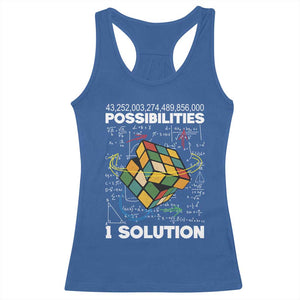 Funny Speed Cubing Racerback Tank Top One Solution Math Puzzle Cube TS14 Royal Blue Print Your Wear