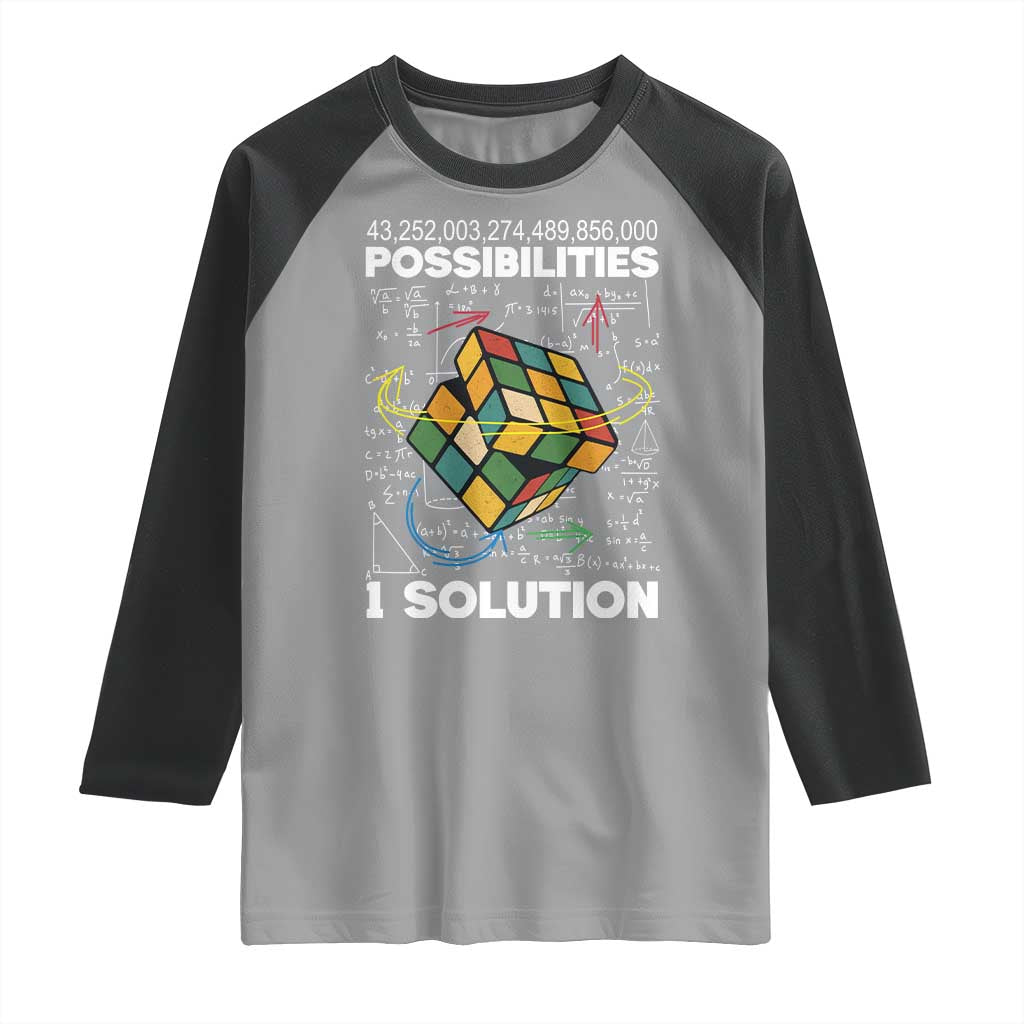 Funny Speed Cubing Raglan Shirt One Solution Math Puzzle Cube TS14 Sport Gray Black Print Your Wear