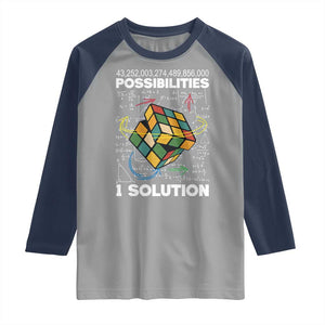 Funny Speed Cubing Raglan Shirt One Solution Math Puzzle Cube TS14 Sport Gray Navy Print Your Wear