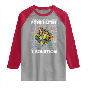 Funny Speed Cubing Raglan Shirt One Solution Math Puzzle Cube TS14 Sport Gray Red Print Your Wear