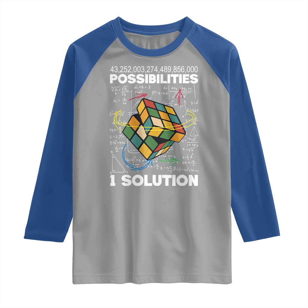 Funny Speed Cubing Raglan Shirt One Solution Math Puzzle Cube TS14 Sport Gray Royal Print Your Wear
