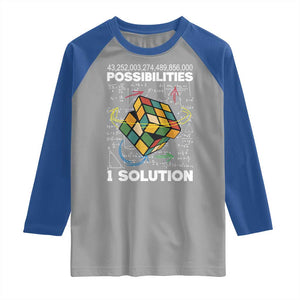 Funny Speed Cubing Raglan Shirt One Solution Math Puzzle Cube TS14 Sport Gray Royal Print Your Wear