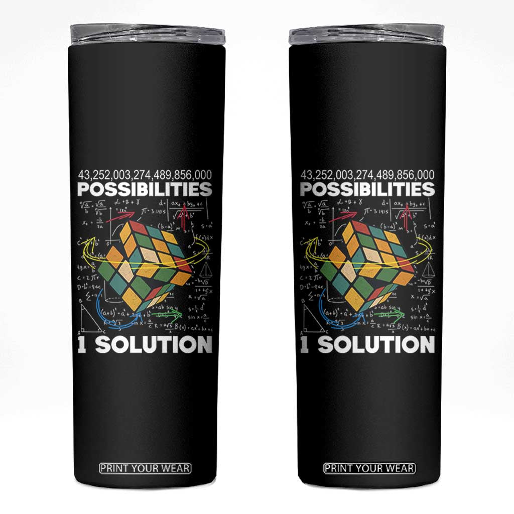 Funny Speed Cubing Skinny Tumbler One Solution Math Puzzle Cube TS14 Black Print Your Wear
