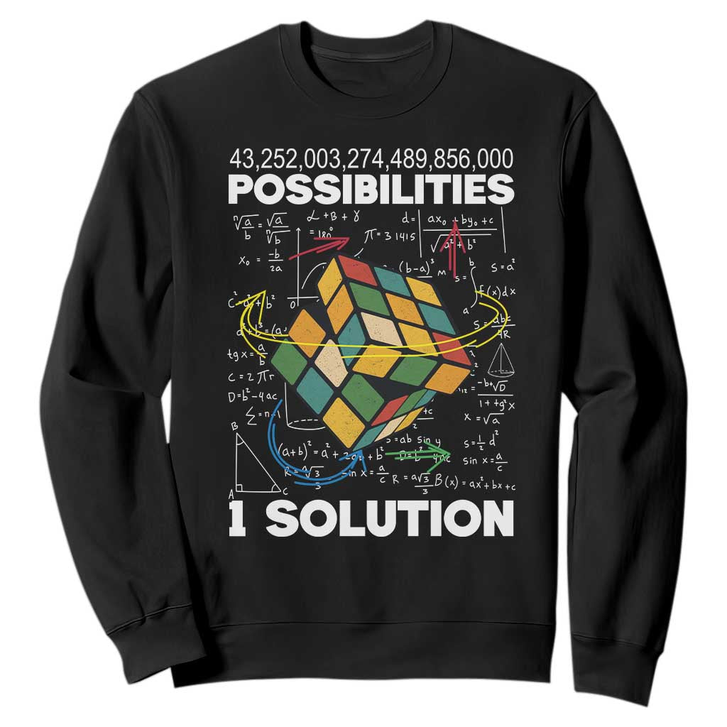 Funny Speed Cubing Sweatshirt One Solution Math Puzzle Cube TS14 Black Print Your Wear