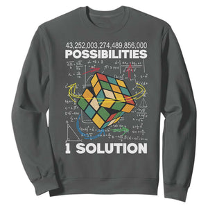 Funny Speed Cubing Sweatshirt One Solution Math Puzzle Cube TS14 Dark Heather Print Your Wear