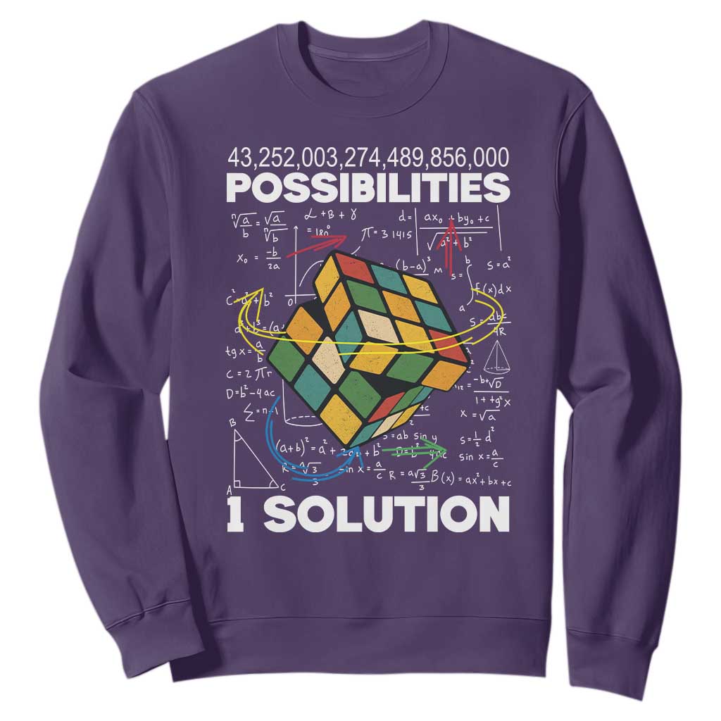 Funny Speed Cubing Sweatshirt One Solution Math Puzzle Cube TS14 Purple Print Your Wear