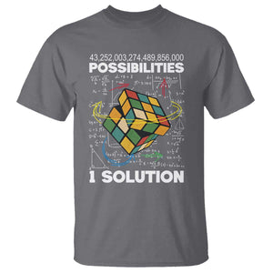 Funny Speed Cubing T Shirt One Solution Math Puzzle Cube TS14 Charcoal Print Your Wear