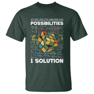 Funny Speed Cubing T Shirt One Solution Math Puzzle Cube TS14 Dark Forest Green Print Your Wear