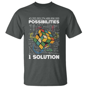 Funny Speed Cubing T Shirt One Solution Math Puzzle Cube TS14 Dark Heather Print Your Wear