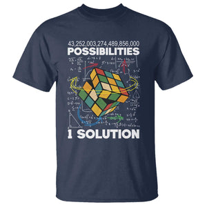 Funny Speed Cubing T Shirt One Solution Math Puzzle Cube TS14 Navy Print Your Wear