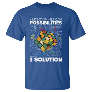 Funny Speed Cubing T Shirt One Solution Math Puzzle Cube TS14 Royal Blue Print Your Wear