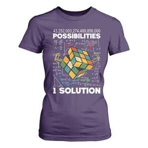 Funny Speed Cubing T Shirt For Women One Solution Math Puzzle Cube TS14 Purple Print Your Wear