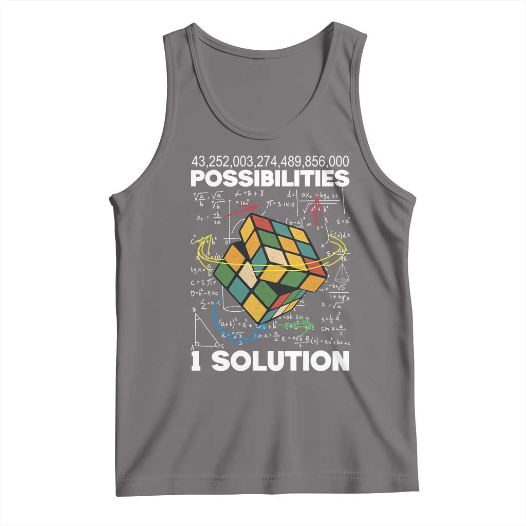 Funny Speed Cubing Tank Top One Solution Math Puzzle Cube TS14 Deep Heather Print Your Wear
