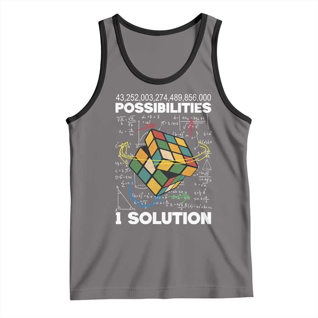 Funny Speed Cubing Tank Top One Solution Math Puzzle Cube TS14 Deep Heather Black Print Your Wear