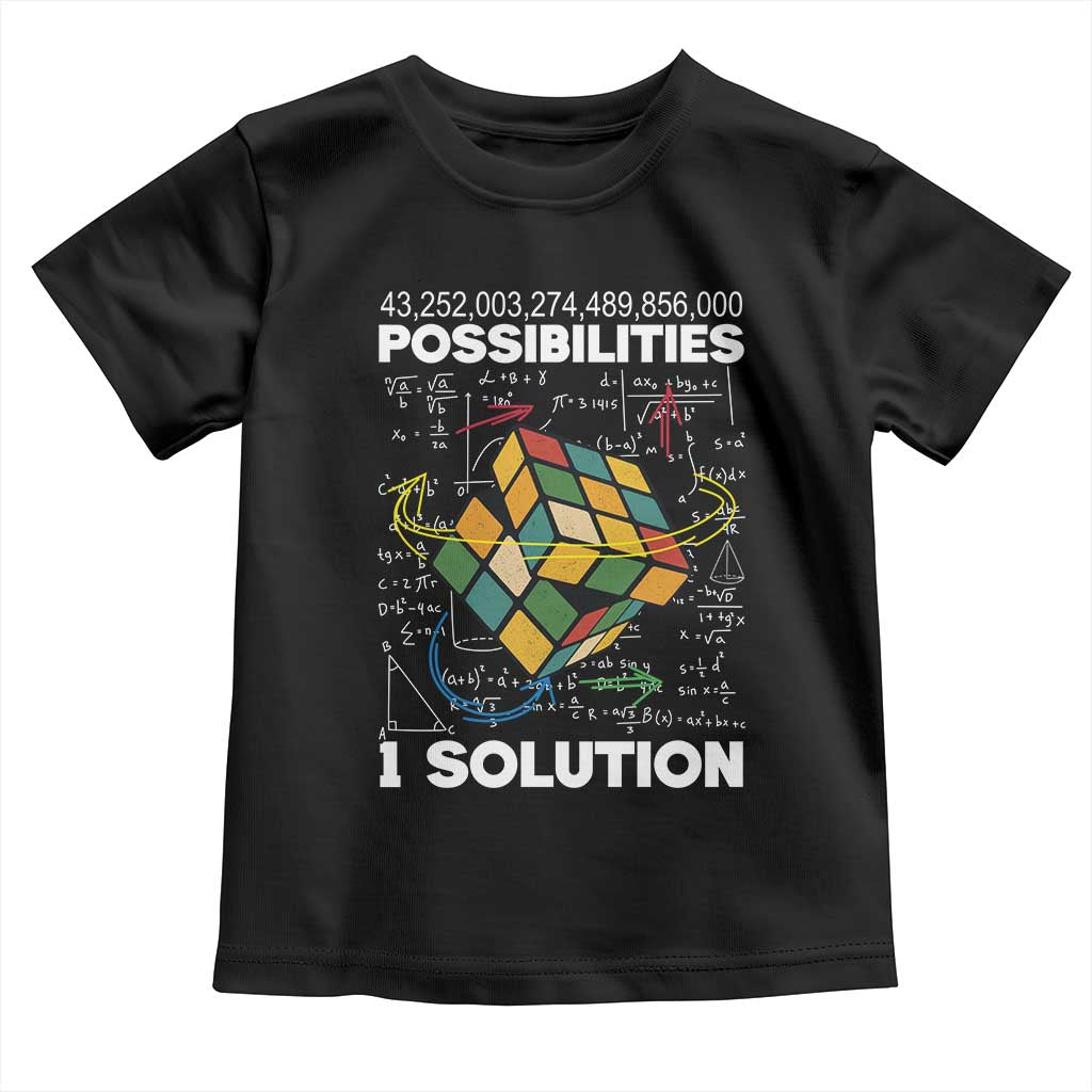 Funny Speed Cubing Toddler T Shirt One Solution Math Puzzle Cube TS14 Black Print Your Wear