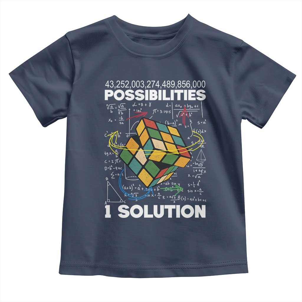 Funny Speed Cubing Toddler T Shirt One Solution Math Puzzle Cube TS14 Navy Print Your Wear