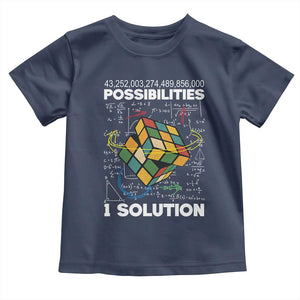 Funny Speed Cubing Toddler T Shirt One Solution Math Puzzle Cube TS14 Navy Print Your Wear