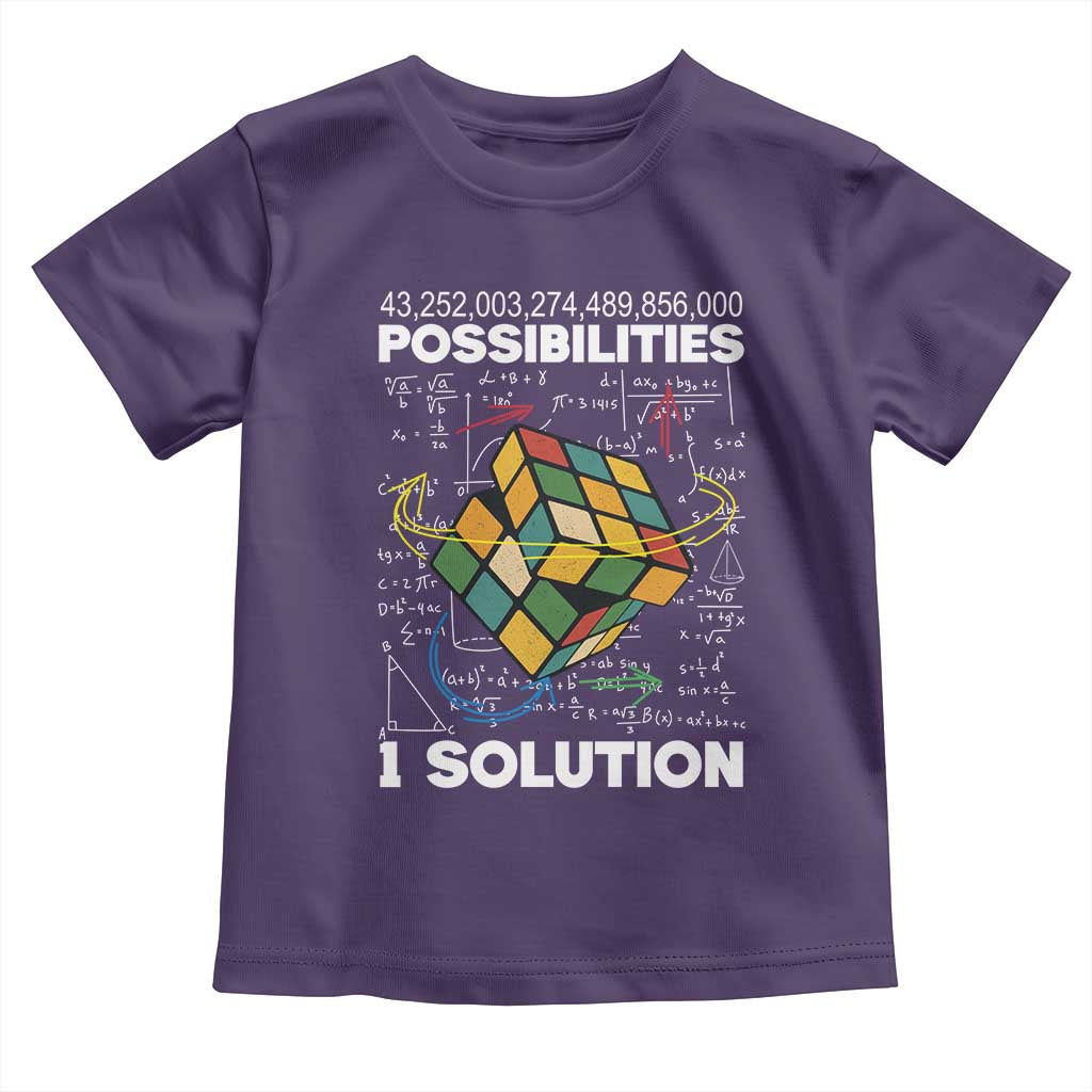 Funny Speed Cubing Toddler T Shirt One Solution Math Puzzle Cube TS14 Purple Print Your Wear