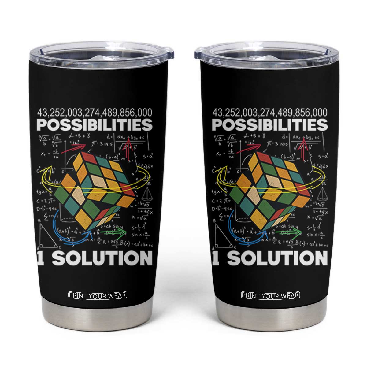 Funny Speed Cubing Tumbler Cup One Solution Math Puzzle Cube TS14 Black Print Your Wear