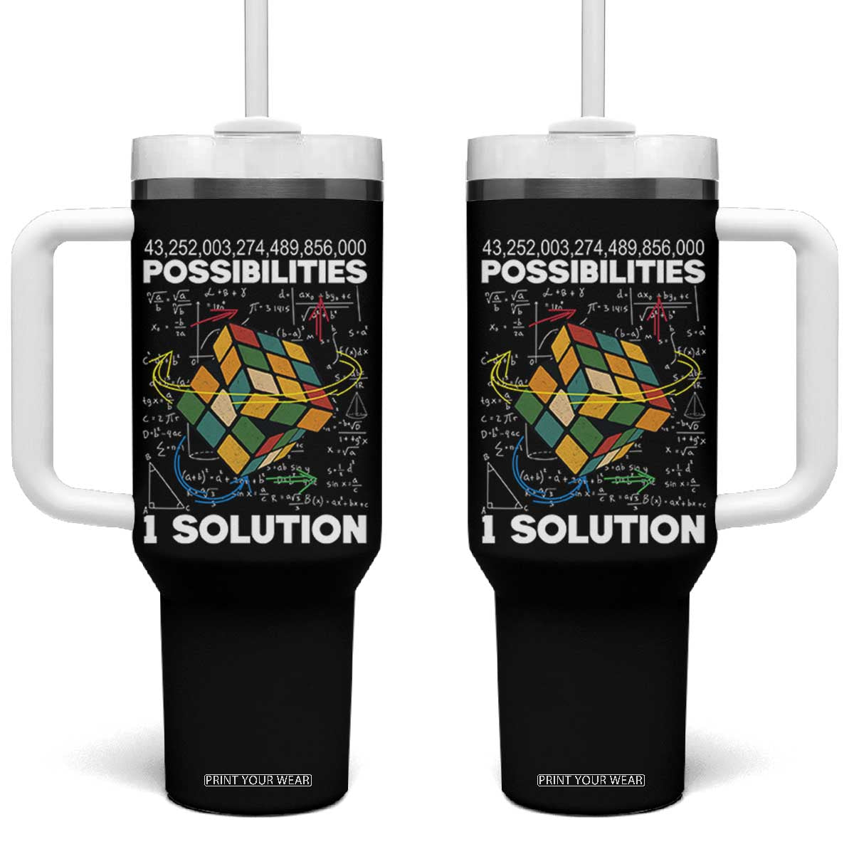 Funny Speed Cubing Tumbler With Handle One Solution Math Puzzle Cube TS14 One Size: 40 oz Black Print Your Wear
