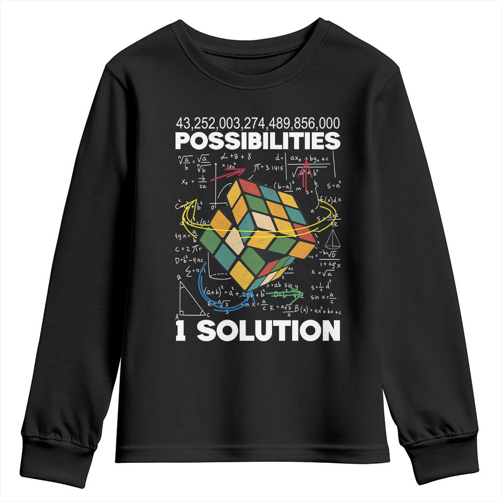 Funny Speed Cubing Youth Sweatshirt One Solution Math Puzzle Cube TS14 Black Print Your Wear