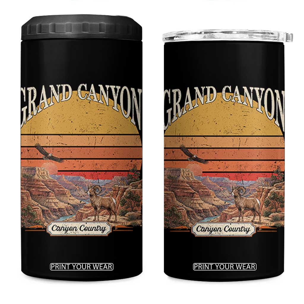 Grand Canyon Arizona 90s Desert Sunset Nostalgia Hiking 4 in 1 Can Cooler Tumbler
