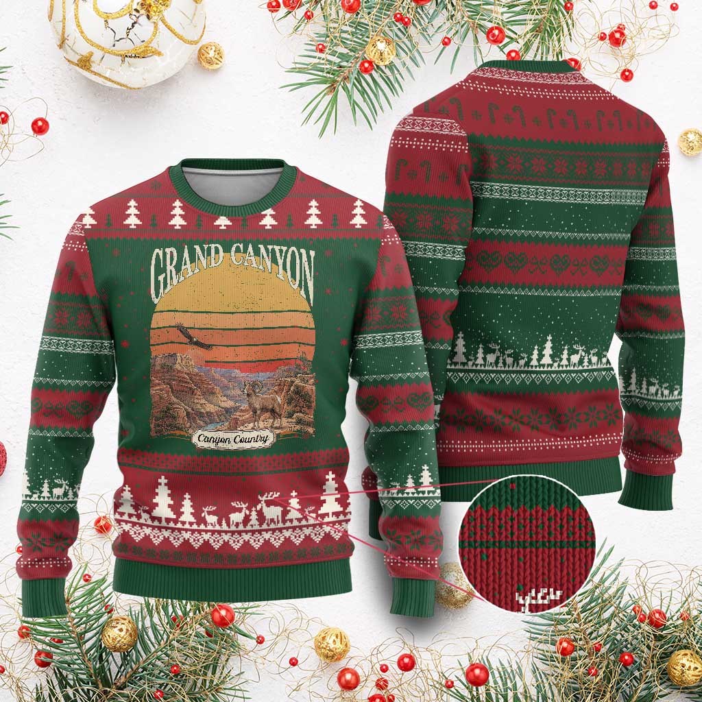 Grand Canyon Arizona 90s Desert Sunset Nostalgia Hiking Ugly Christmas Sweater