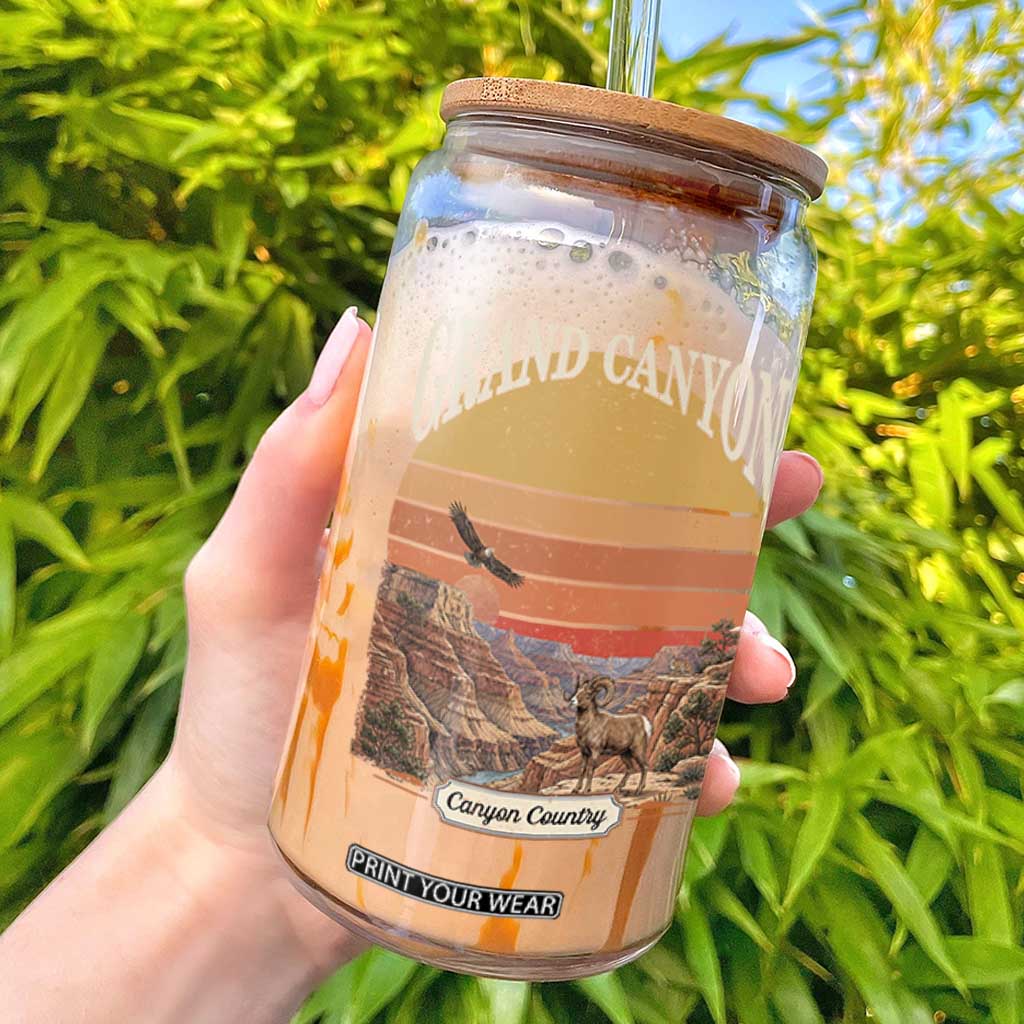 Grand Canyon Arizona 90s Desert Sunset Nostalgia Hiking Glass Can TS14 Black Print Your Wear
