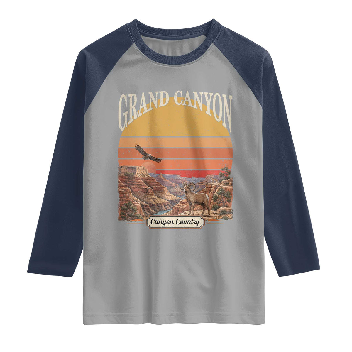 Grand Canyon Arizona 90s Desert Sunset Nostalgia Hiking Raglan Shirt