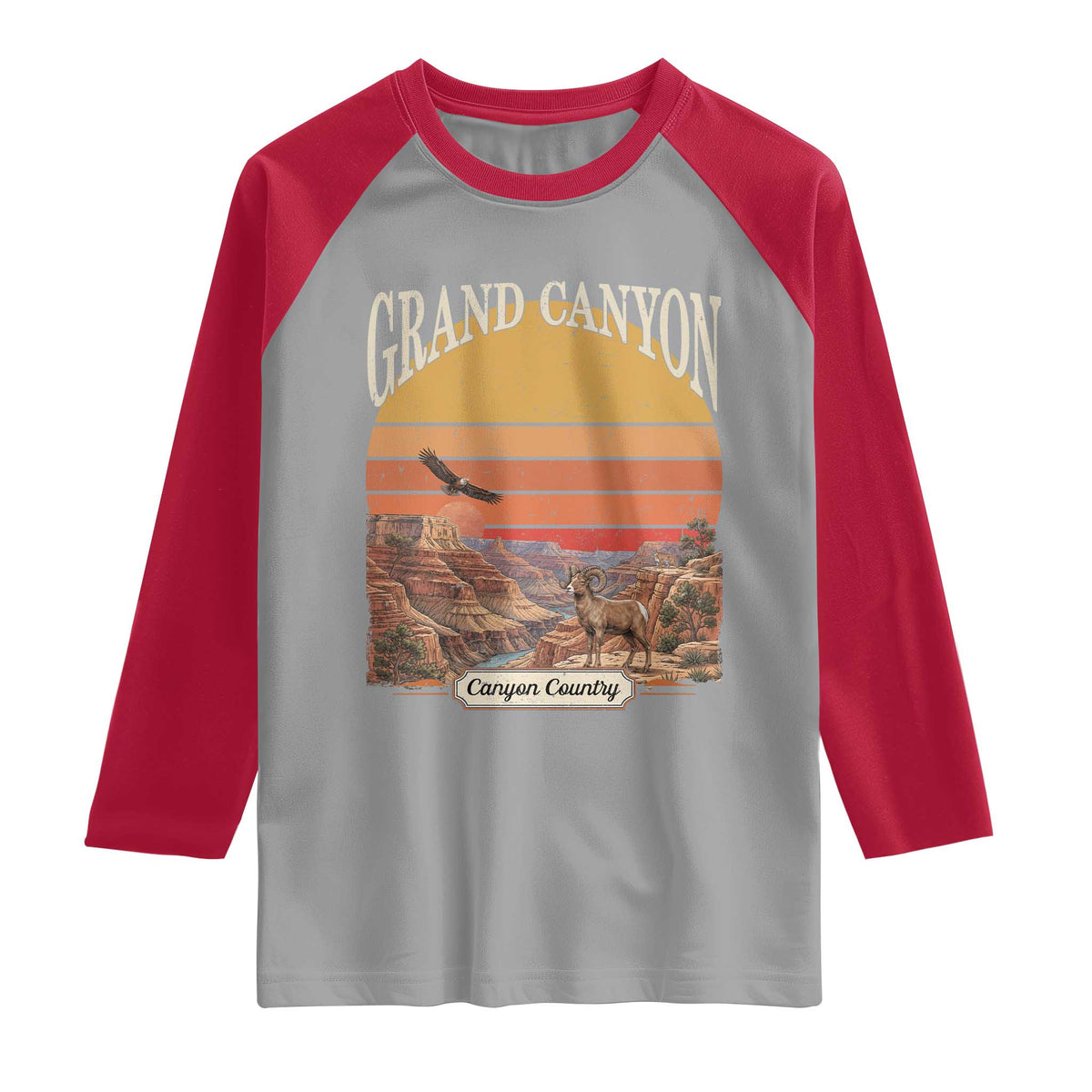 Grand Canyon Arizona 90s Desert Sunset Nostalgia Hiking Raglan Shirt
