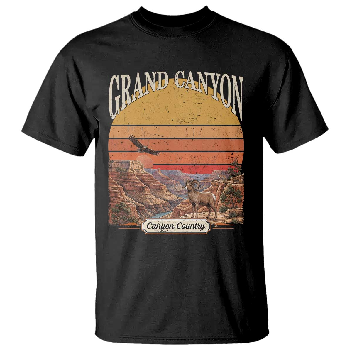 Grand Canyon Arizona 90s Desert Sunset Nostalgia Hiking T Shirt TS14 Black Print Your Wear