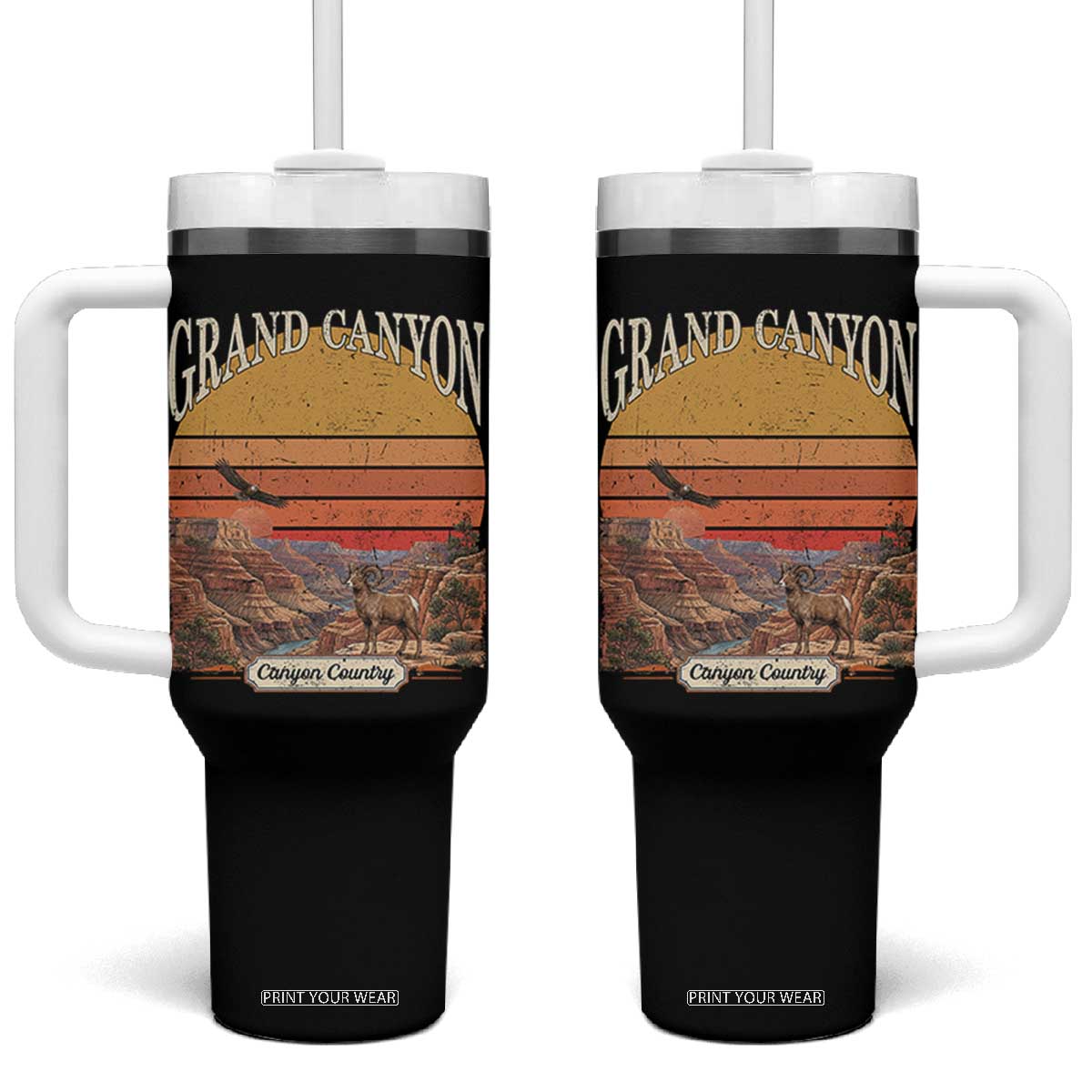 Grand Canyon Arizona 90s Desert Sunset Nostalgia Hiking Tumbler With Handle