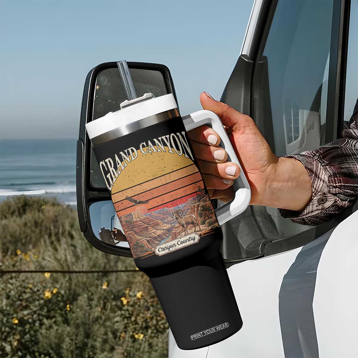 Grand Canyon Arizona 90s Desert Sunset Nostalgia Hiking Tumbler With Handle